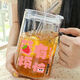 CORONATION水杯1000ml大容量家用夏季飲料玻璃杯喝水杯子帶蓋帶吸管杯辦公室 莓有煩惱貼1000毫升+蓋+玻璃吸管