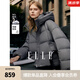 ELLE90鵝絨深灰色短款連帽羽絨服女2024秋季新款簡(jiǎn)約加厚保暖外套 深灰 L