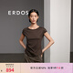 ERDOS 春夏絲棉圓機(jī)不對(duì)稱收腰顯瘦都市簡(jiǎn)約職場(chǎng)通勤女T恤 粉末咖啡色 M 160/84A