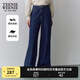 Teenie Weenie小熊簡約時尚潮流寬松闊腿牛仔褲休閑通勤長褲女 牛仔色 M (165)