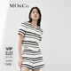 MO&Co.小香風(fēng)短款短袖條紋短外套弧形擺高級(jí)感設(shè)計(jì)感小眾千金風(fēng)外套 白黑條色 M 165