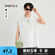 三福2025夏季男士簡約寬肩背心 休閑運動風寬松圓領上衣498652 精白 L