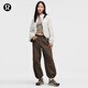 lululemon丨Crinkle Nylon 女士褶皺尼龍寬松款工裝褲 LW5HUQA 橄欖綠棕 XS