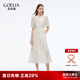 歌莉婭天絲連衣裙女夏季2025新款今年流行漂亮蕾絲裙子1E6R4K910 07W米色 M