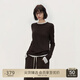 歐時(shí)力OCHIRLY 可機洗進(jìn)口100%美麗諾羊毛假兩件毛衣女士高級感 啡色 S