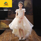 G.duck兒童生日禮服女童公主裙高端洋氣小女孩夏季連衣裙主持鋼琴演出服 2060無(wú)袖香檳色【關(guān)注含皇冠】 130 適合120-130cm年齡7-8歲