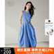晚白多巴胺花苞裙2025夏款時(shí)尚簡(jiǎn)約冰川藍(lán)設(shè)計(jì)感棉質(zhì)顯瘦無(wú)袖連衣裙 藍(lán)色 S