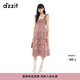 DZZIT地素連衣裙2025夏季新款法式碎花荷葉邊無袖裙子女3J2O3276P 大紅色（無袖） M