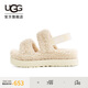 UGG春季女士厚底彈力束帶露趾懶人毛毛鞋 1120876 NAT|自然白色 38