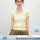 范思藍(lán)恩少女絞花針織衫女夏季2025假兩件拼接花邊領(lǐng)套頭上衣2202 奶酪黃 S