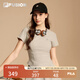 FILA FUSION斐樂潮牌女裝針織短袖衫2025秋季新款時尚休閑緊身T恤 麥粉灰-GY L 170/88A/L