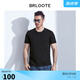 Brloote/巴魯特短袖T恤男夏裝新款時尚拼接天絲混紡圓領休閑體恤衫 黑色 170/92A