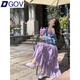 DGOV2025法式甜妹風(fēng)時尚百搭白色蕾絲吊帶連衣裙女沙灘裙蛋糕裙長裙子 淺紫色 S 【85-100斤】