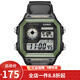 卡西歐（CASIO） 卡西歐(CASIO)小方塊數(shù)顯電子表狂飆安欣同款男防水學生運動手表 黑盤黑布帶AE-1200WHB-1B