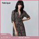 Fabrique6A級桑蠶絲V領法式茶歇裙女2024春夏新款法式茶歇裙 黑白 M