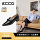 愛步（ECCO）穆勒鞋女 尖頭單鞋淺口粗跟皮鞋 型塑214243 黑色21424301001（羊皮革） 37