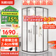 東鵬（DONGPENG）淋浴房浴室隔斷弧形一體家用淋浴隔斷干濕分離衛(wèi)生間隔斷玻璃浴屏 900*900|不銹鋼|升級中柱款 標(biāo)高2000，含石基2050mm