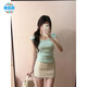 慕瑤雨法式修身套裝女夏季新款休閑風(fēng)短袖針織T恤氣質(zhì)波點(diǎn)半身裙兩件套 薄荷綠T恤 S 建議75-85斤