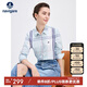 Navigare意大利小帆船長袖襯衫女格子襯衣休閑女裝2313071011 蔚藍(lán)/白 M