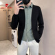 皮爾卡丹（pierre cardin）假兩件開衫毛衣外套男士2025新款秋冬潮牌商務(wù)針織衫拼接襯衫夾克 綠色 XL 建議135-145以內(nèi)