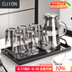 CLITON玻璃杯耐高溫水杯家用9件水具套裝客廳帶把手泡茶杯杯子帶杯架