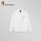 暇步士（Hush Puppies）童裝男童全棉長(cháng)袖襯衫秋季兒童學(xué)院風(fēng)休閑襯衣 本白    160   