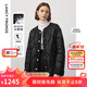 朗姿白鵝絨法式復(fù)古黑色小香風(fēng)圓領(lǐng)羽絨服外套冬季新款上衣 黑色 L