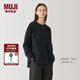 無(wú)印良品（MUJI）Labo 女式 起毛斜紋罩衫女士襯衫襯衣內(nèi)搭冬季款純棉 AF00LA4A 黑色 L （165/88A）