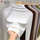 啄木鳥(niǎo)半高領(lǐng)長(cháng)袖t恤女秋季新款內搭薄款修身針織打底衫上衣 白色  L