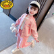 G.DUCKKIDS童裝女童春裝棒球服套裝2024新款洋氣女寶寶春秋休閑兒童運動套裝 粉紅色套裝 【好品質(zhì)】 90 【建議75-85cm