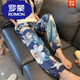 羅蒙（ROMON）棉綢睡褲女士夏季薄款大碼人造綿綢可外穿家居碎花長褲子直筒寬松 藏青大花 束口 2XL 適合155-185斤