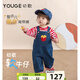 幼歌（YOUGE）嬰幼兒薯條造型軟牛仔背帶休閑褲寶寶童趣舒適寬松褲子 牛仔藍(lán) 73 cm