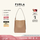 芙拉（FURLA）【限時(shí)優(yōu)惠】MIANOVA牛皮大號(hào)女士上班通勤大容量單肩包水桶包 褐色