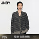 JNBY/江南布衣秋冬含羊毛針織衫女格紋中長款開襟毛衫5O0313470 973/米黑雙色 M