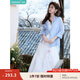 茵曼 章若楠同款|休閑百搭中長(cháng)裙女2025年夏季新高腰顯瘦半身裙 白色 M