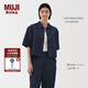 無印良品（MUJI）女式 漢麻混 牛仔短袖襯衫女士襯衣外套25年夏季丹寧回潮BC2N6A5S 藏青色 L (165/88A)