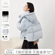 對白【杜鵑同款】輕暖連帽短款羽絨服外套女2024冬新款保暖面包服 天藍色 S