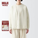 無(wú)印良品（MUJI）Labo 男女通用 可水洗 V領(lǐng)開(kāi)衫 針織毛衣外套秋冬款 象牙色 M（170/88A）