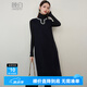 晚白【專(zhuān)享】赫本風(fēng)洋氣毛呢背心裙百搭無(wú)袖連衣裙 深藍(lán)色 L