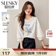 熙世界sllsky燈籠七分袖印花T恤女秋2025新款時尚減齡中袖天絲體恤上衣 流沙白 S