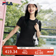 FILA 斐樂(lè)官方女裝針織連衣裙2025夏季新款時(shí)尚休閑簡(jiǎn)約修身T恤裙子 正黑色-BK L 170/88A/L