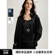 ELLE【100%醋酸】法式垂墜感襯衫女2024秋季新款寬松氣質(zhì)小眾上衣 黑色 L