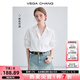 VEGA CHANG襯衫女2025年夏季新款洋氣休閑寬松法式V領(lǐng)短袖高級(jí)感涼感白襯衣 雅尚白-短袖 M