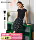 Olrain歐芮兒黑色波點(diǎn)法式風(fēng)半裙套裝2025夏季新款修身顯瘦兩件套 黑色 M