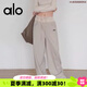 ALO YOGA夏季拼色抽繩運(yùn)動褲休閑褲高腰顯瘦直筒休閑新款瑜伽寬松美式褲子 【黑標(biāo)】椰子奶油色 S 80-100斤