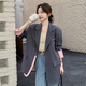 灰色小西裝外套女休閑2025春秋款韓版寬松時(shí)尚氣質(zhì)高級感西服上衣 灰色 常規 M -建議100-115斤