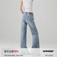 ICH MODE美式復(fù)古藍微喇牛仔褲女2025年春季新款闊腿修身休閑褲男 淺藍色 L