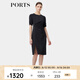 PORTS寶姿春季新品女裝褶皺收腰修身連衣裙ALP8N002RCQ007 黑色 XS (2)