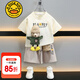 G.DUCKKIDS小黃鴨童裝男女童夏裝套裝春秋夏季兒童衣服中小童卡通小熊兩件套 小熊-米色 100 建議2~3歲【 90-100cm】