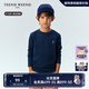 Teenie Weenie Kids小熊童裝24秋冬款男女童寶純棉抗菌刺繡長袖T恤 藏青色 140